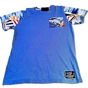 Standard & Grind Nautical T-Shirt Large Blue Sailboat Graphics Pocket/Sleeves